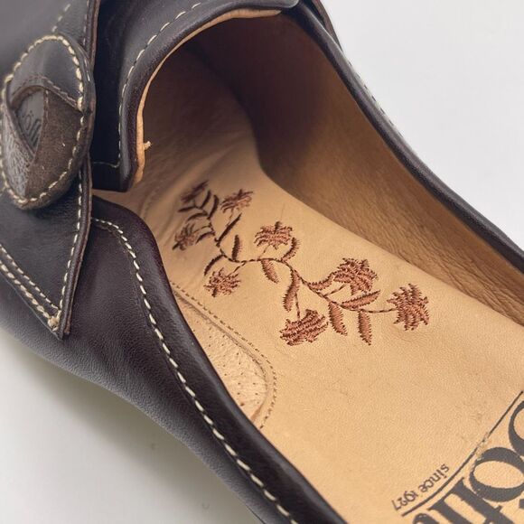 SOFFT Leather Slip-on Shoes Women’s Size 8.5 Cognac Brown Square Toe Kitten Heel - Picture 6 of 15